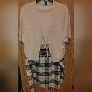 Shein 4xl (usa 18-20) ribbed top and plaid skirt set NWOT